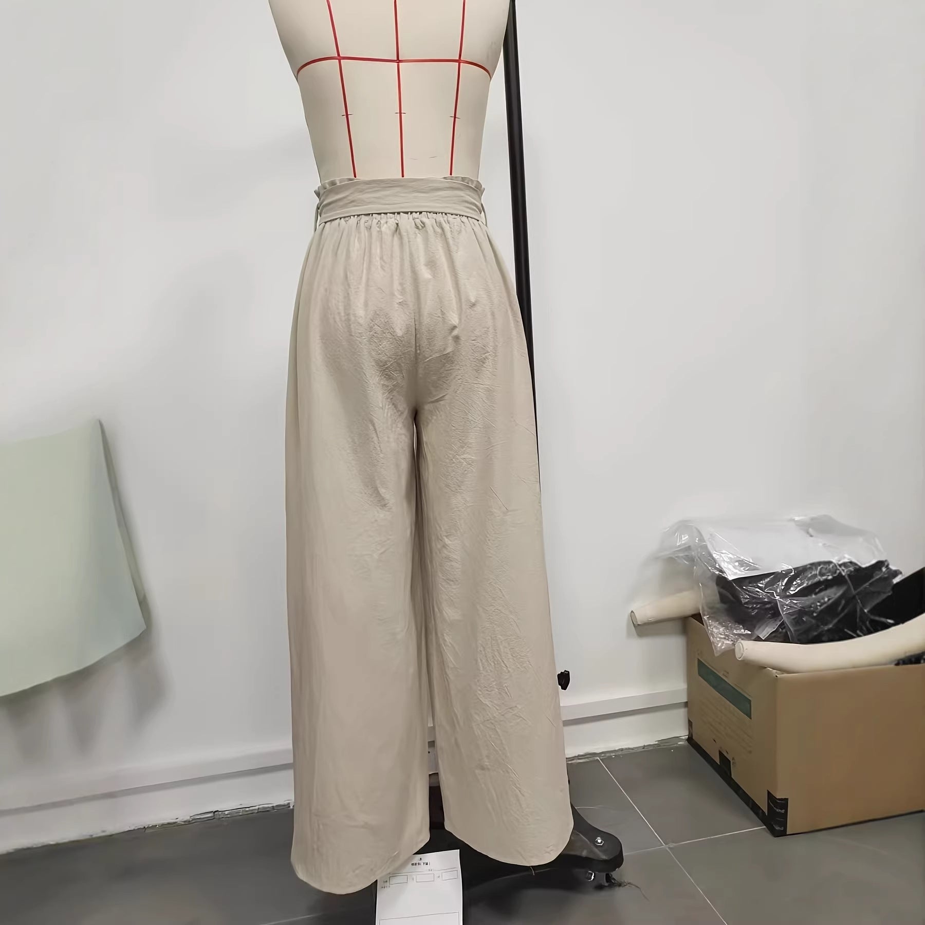 Women's Imitation Linen Cotton Pants High Waist Adjustable