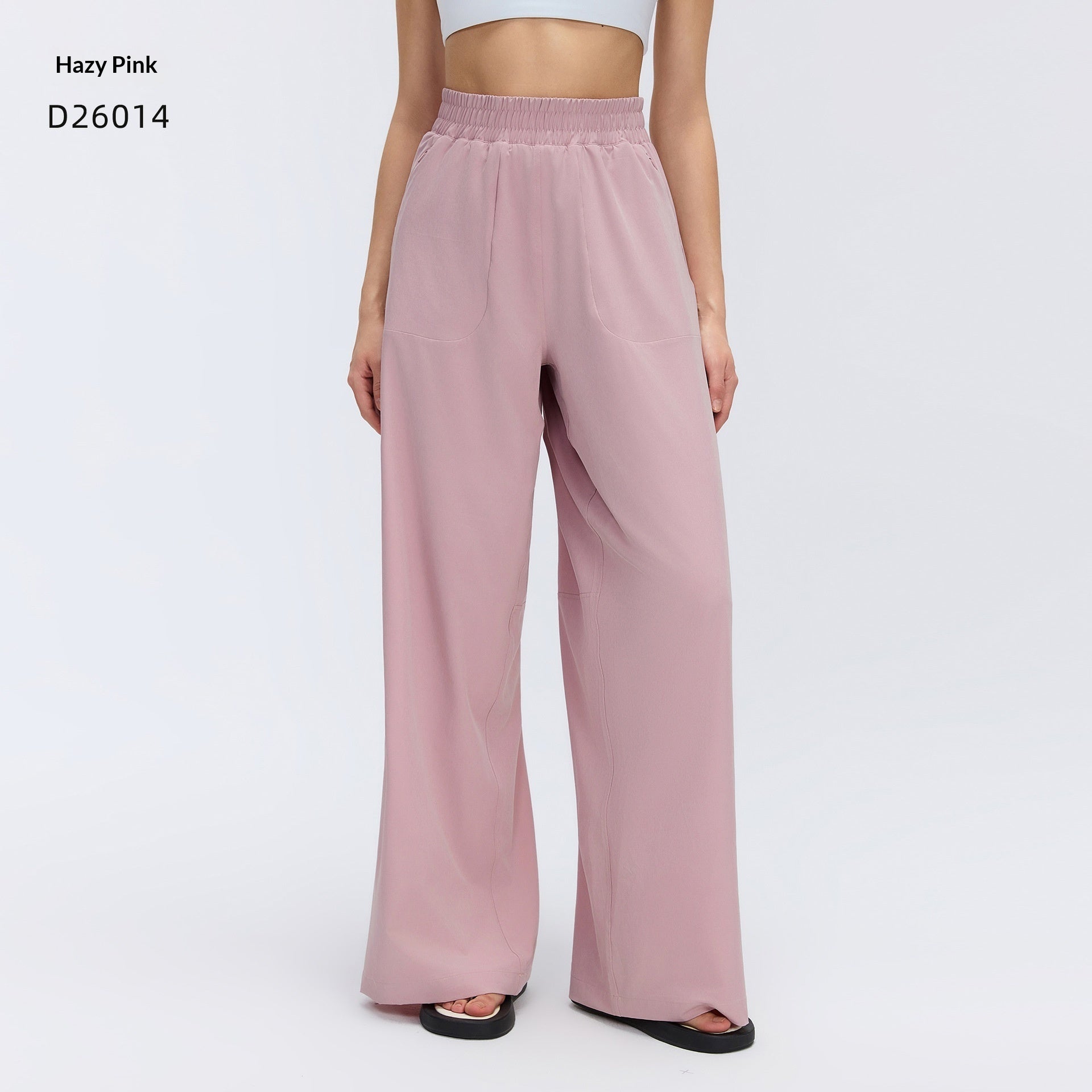Drawstring-loose Hip-covering Figure-flattering Casual Wide-leg Pants