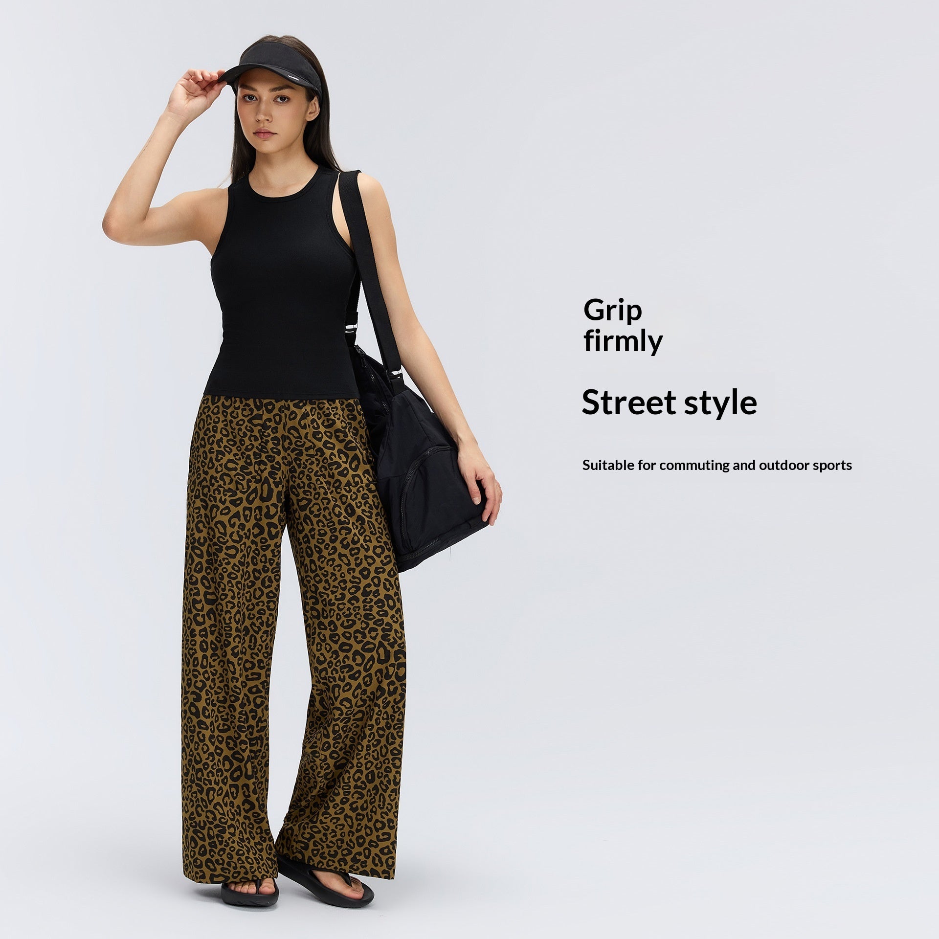 Drawstring-loose Hip-covering Figure-flattering Casual Wide-leg Pants