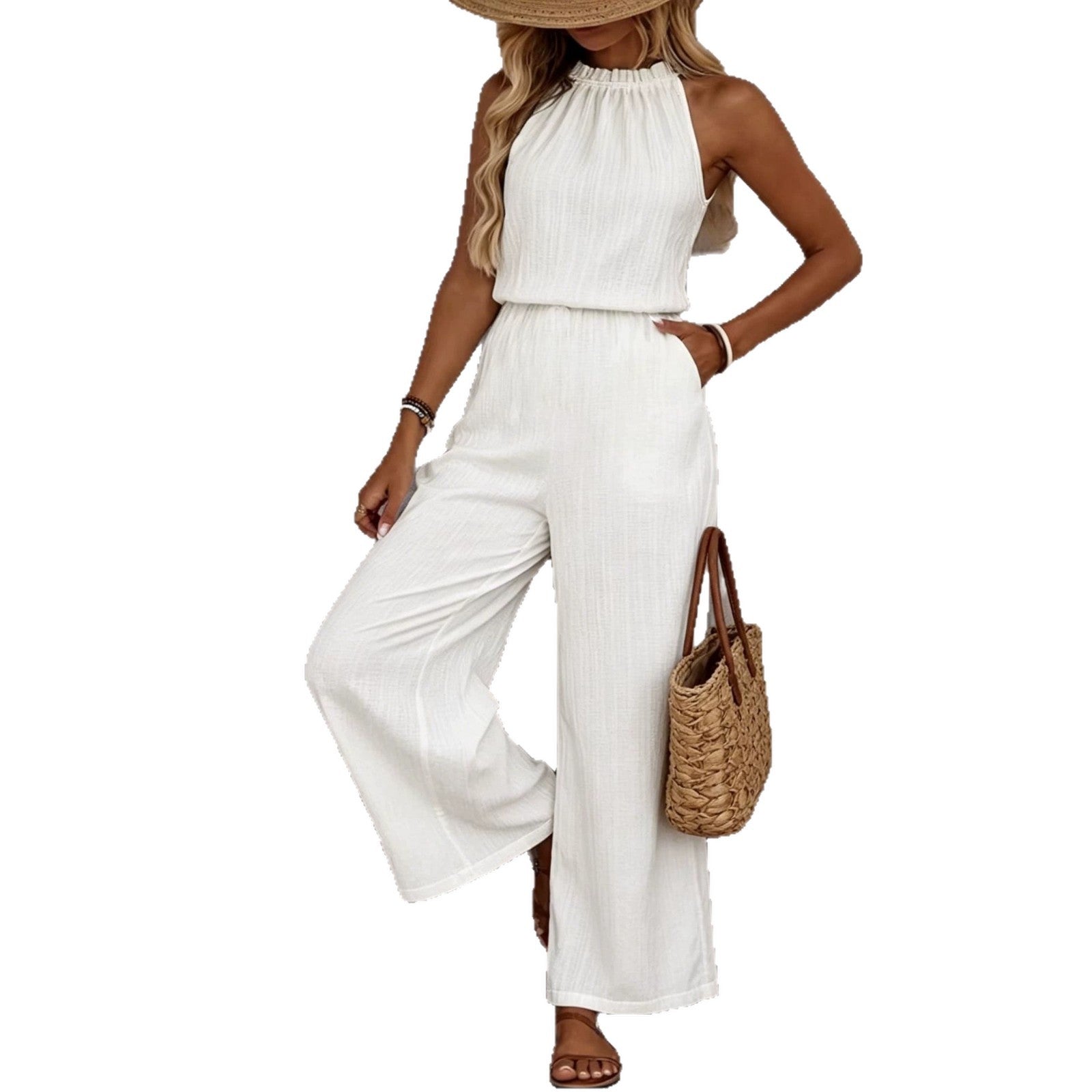 Womens Draped-Neck Vest And Casual Pants Set