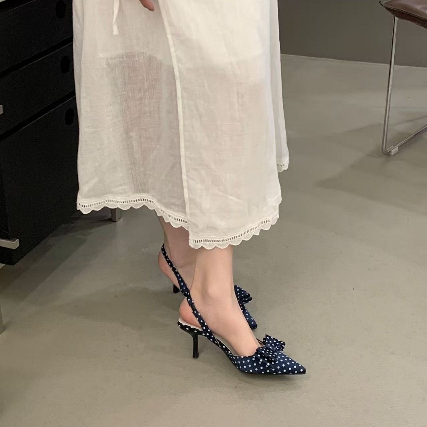 Women's High Heel Bow Closed Toe Sandals 2026 New French Style Elegant Pointed Toe Slingback Pumps For Women, Perfect For Dresses