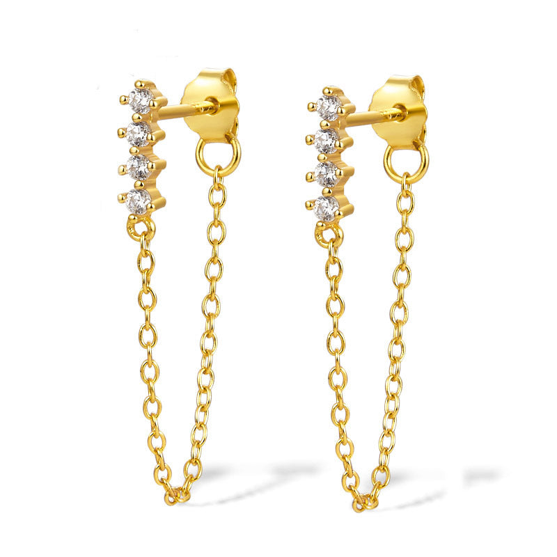 Earring Drop With Pave-set Zirconia Stud Earrings For Women