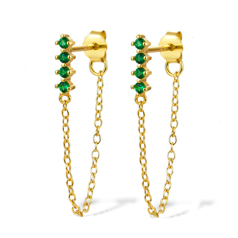 Earring Drop With Pave-set Zirconia Stud Earrings For Women