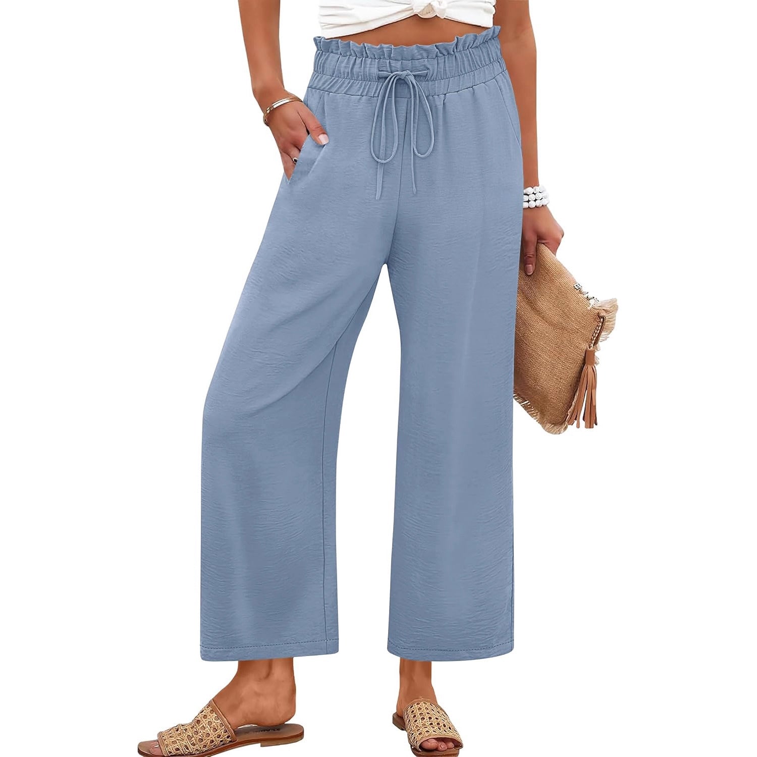 Loose-fitting Versatile Solid-color Straight-leg Wide-leg Pants