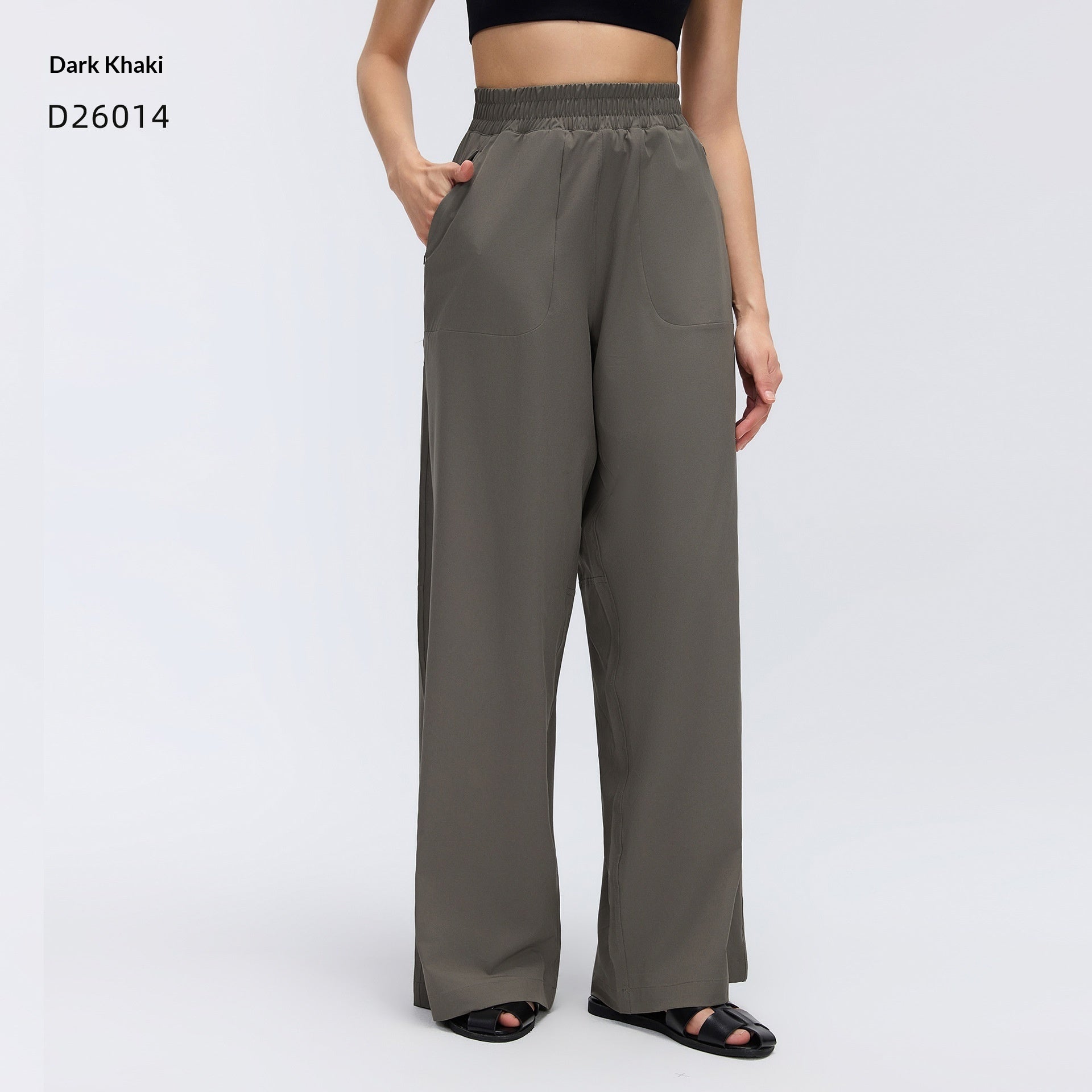 Drawstring-loose Hip-covering Figure-flattering Casual Wide-leg Pants