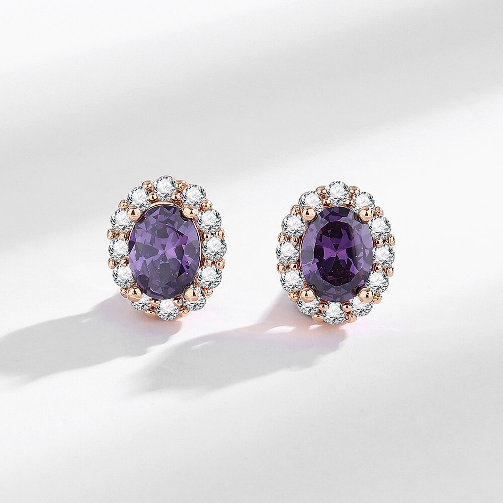 Fashionable Purple Zircon Stud Earrings