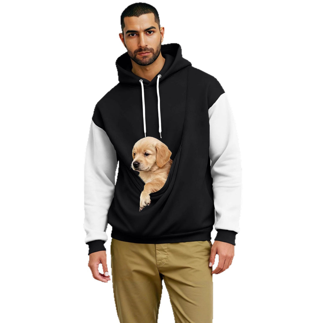 Men's Comfortable Retro Color-Block Long-Sleeve Hoodie