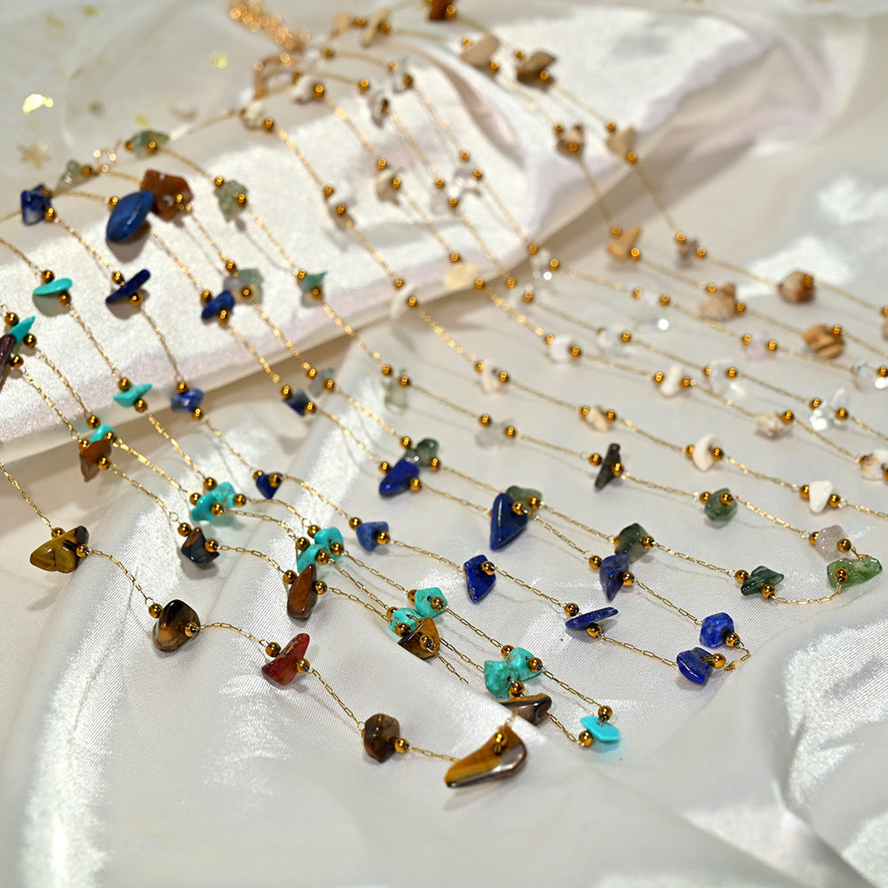 Small Pebble-bead Clavicle Necklace For Women