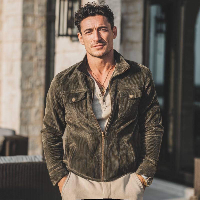 Men's Casual Retro Corduroy Jacket Coat