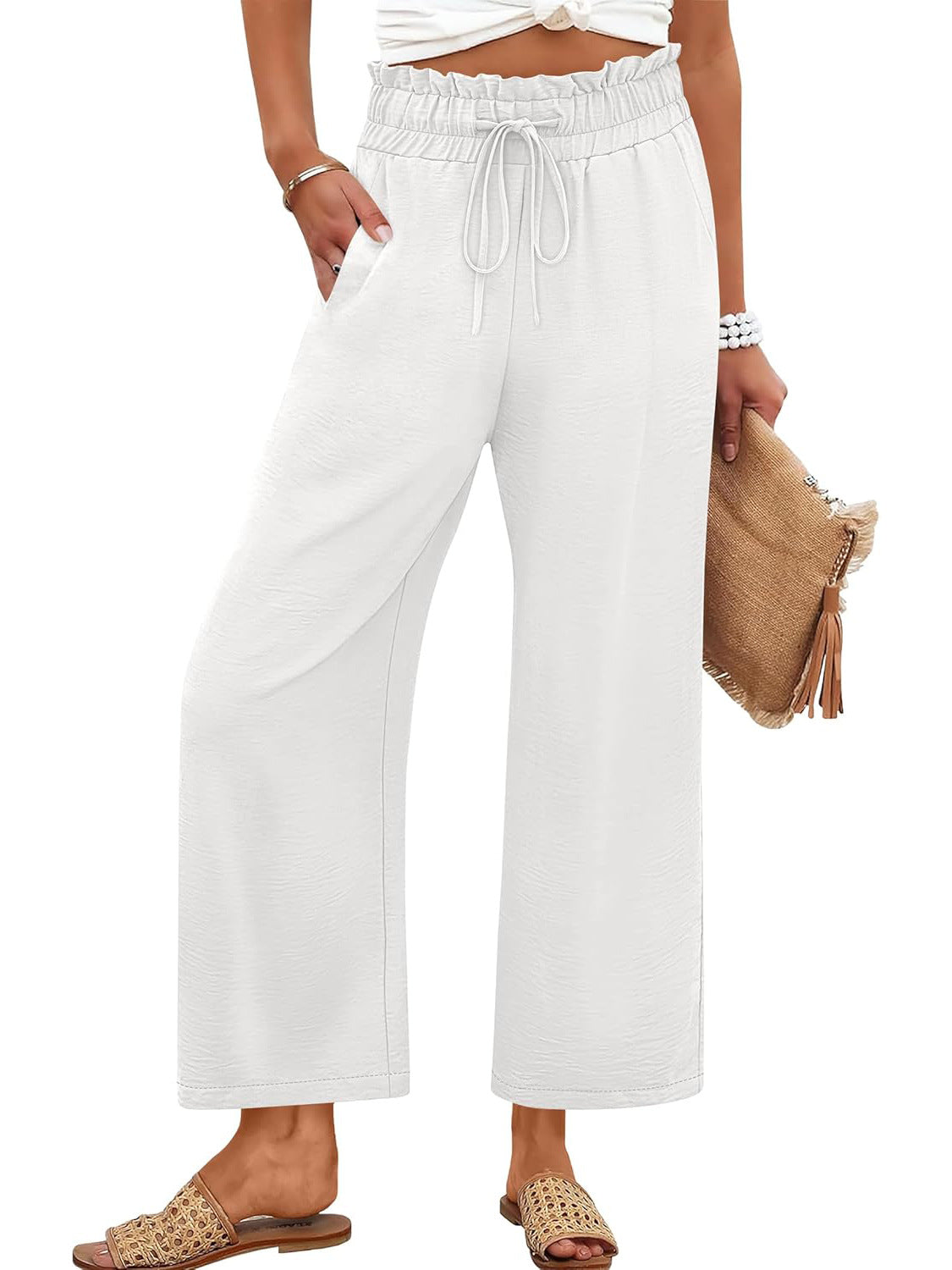 Loose-fitting Versatile Solid-color Straight-leg Wide-leg Pants