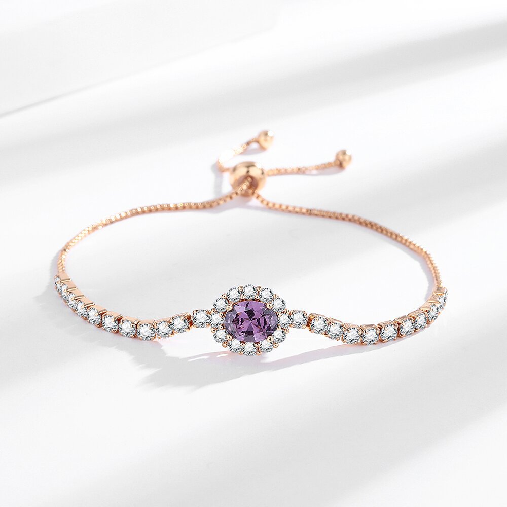 Fashionable Purple Zircon Stud Earrings