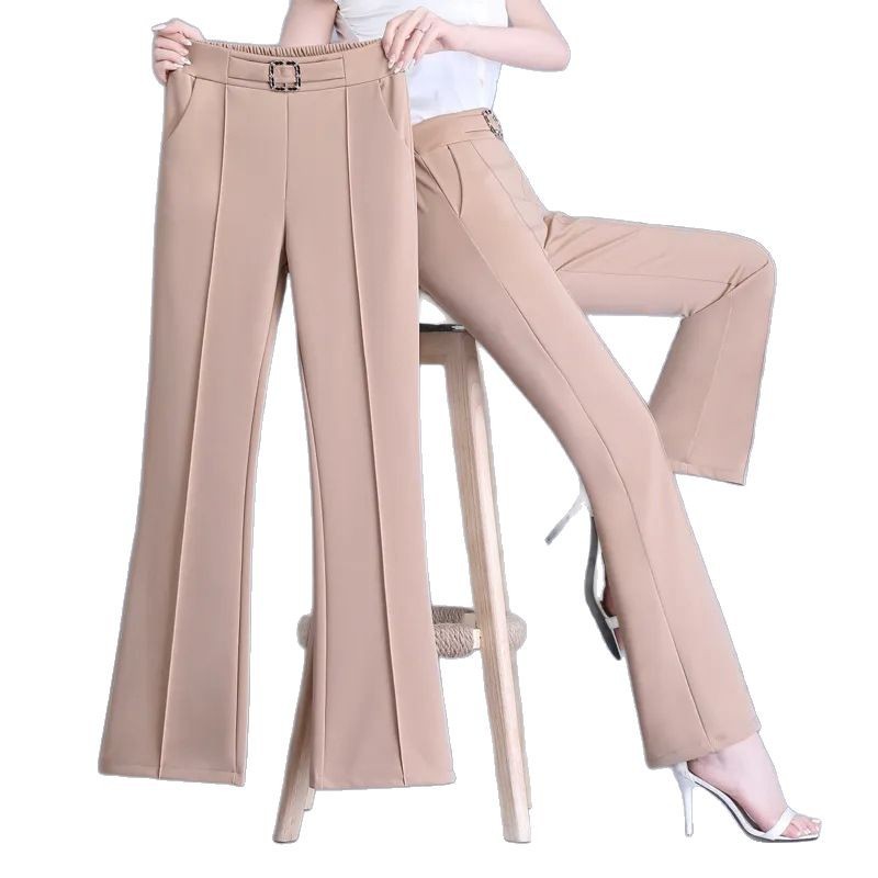 Flared Black Casual Suit Pants For Women