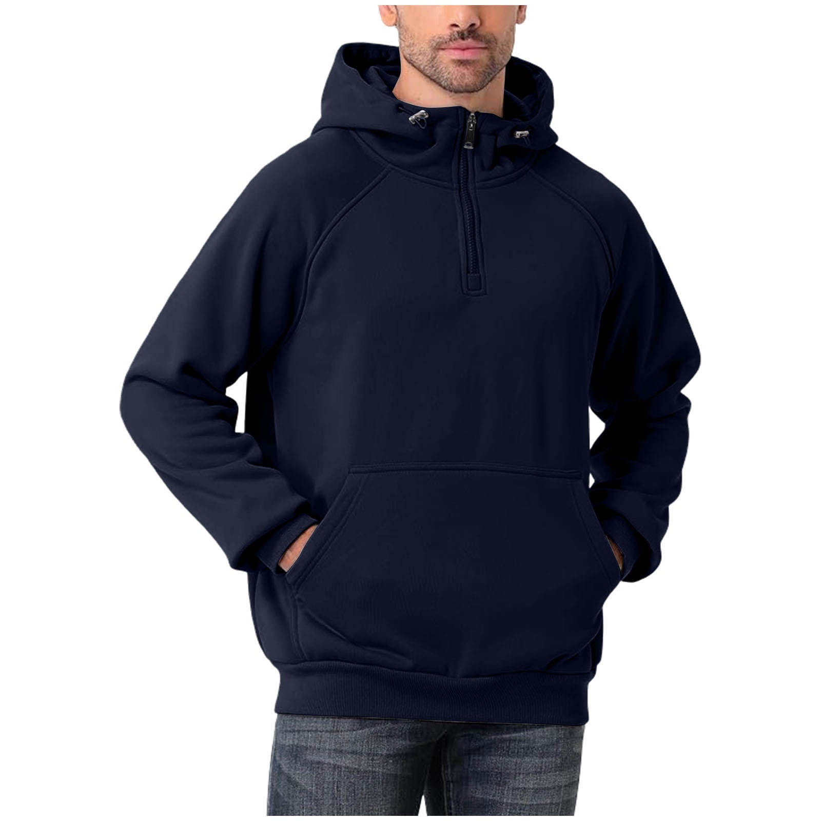 Men's Fashionable All-Match Multi-Color Half-Zip Hoodie