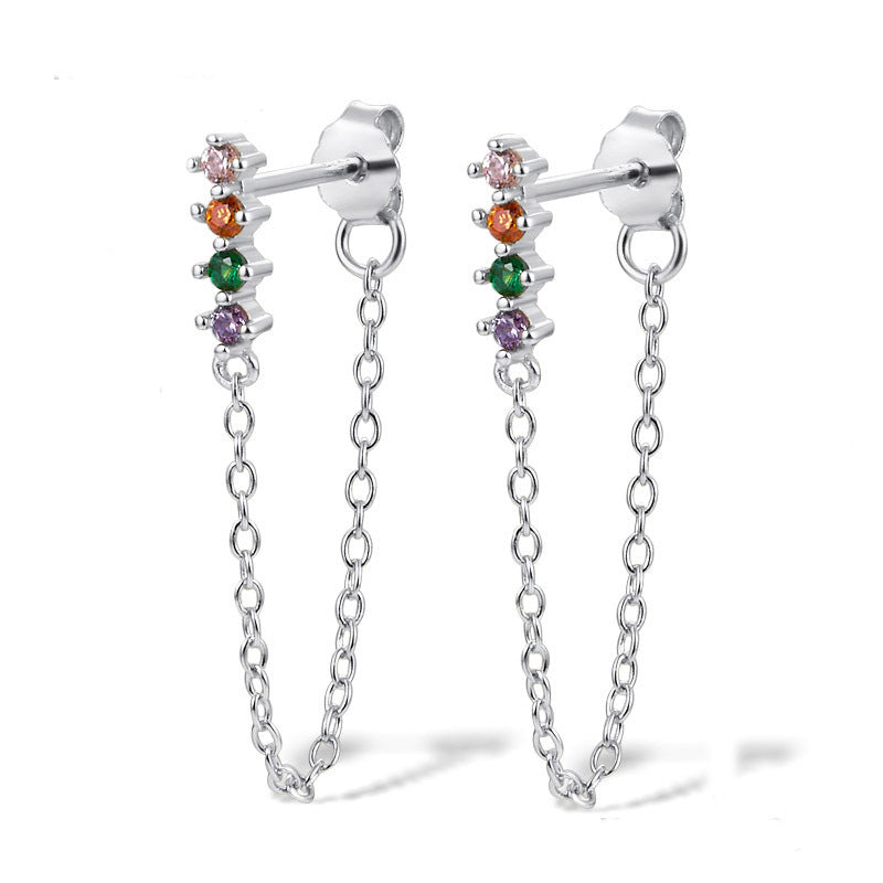 Earring Drop With Pave-set Zirconia Stud Earrings For Women