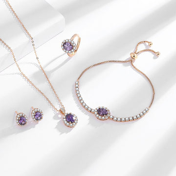 Fashionable Purple Zircon Stud Earrings