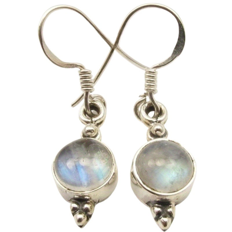 Retro Round Faux Moonstone Pendant Earrings
