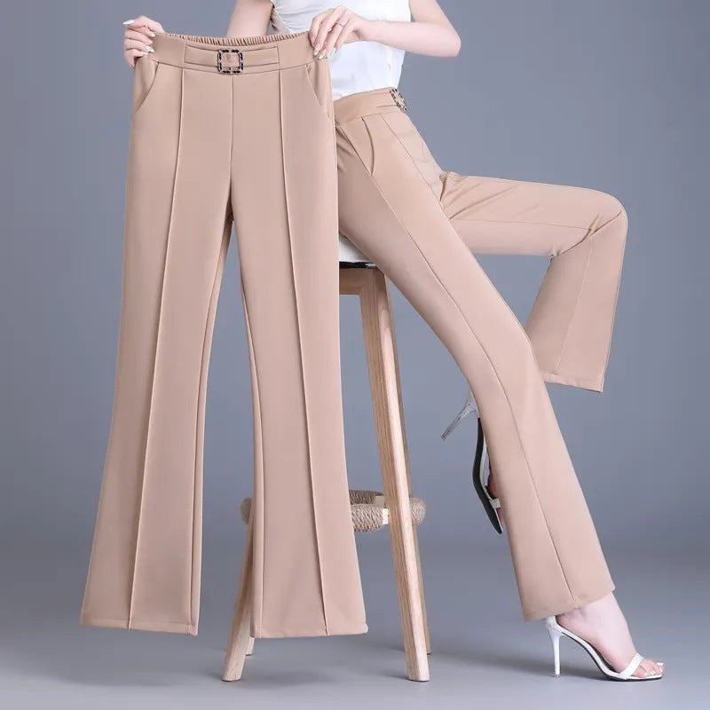 Flared Black Casual Suit Pants For Women
