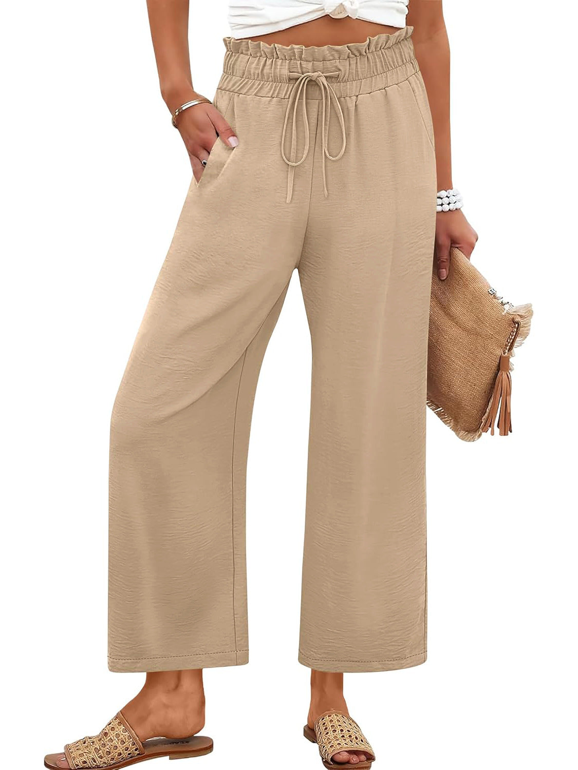 Loose-fitting Versatile Solid-color Straight-leg Wide-leg Pants
