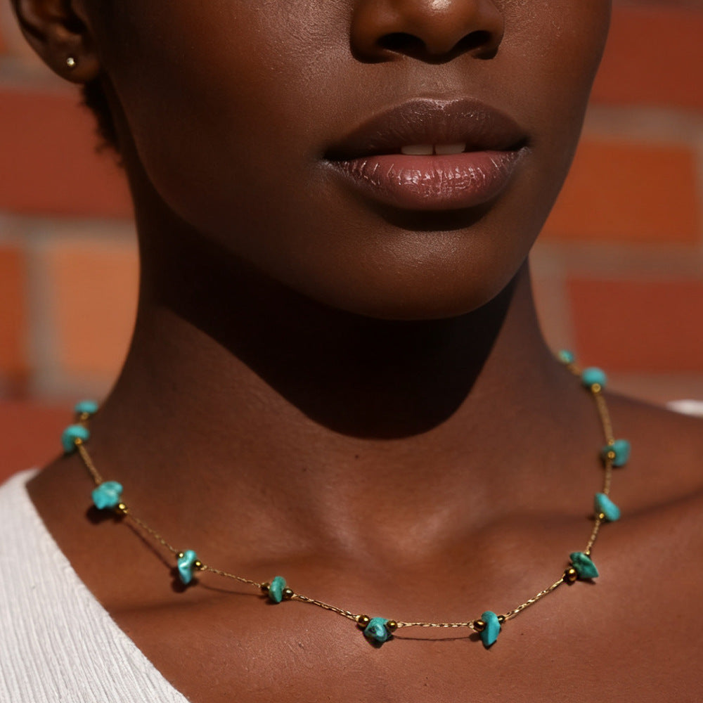 Small Pebble-bead Clavicle Necklace For Women