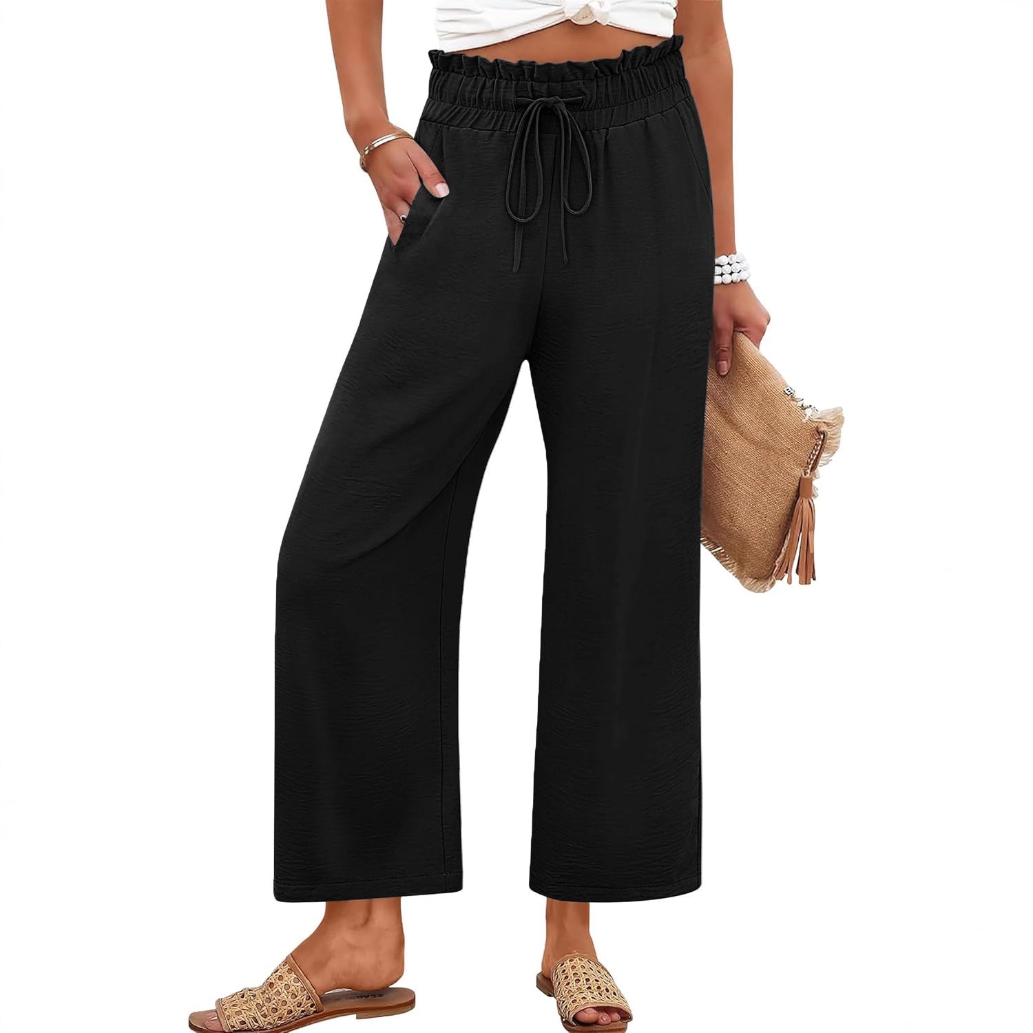 Loose-fitting Versatile Solid-color Straight-leg Wide-leg Pants