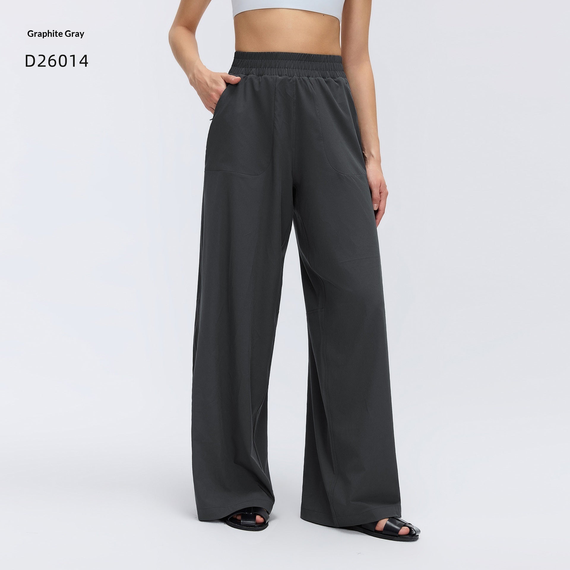 Drawstring-loose Hip-covering Figure-flattering Casual Wide-leg Pants