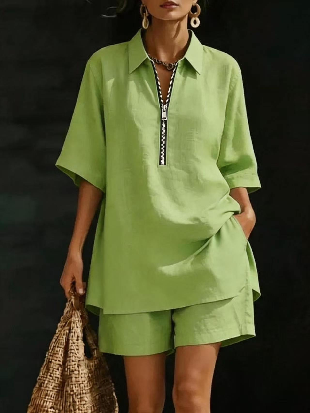 Women's Top Short-Sleeve Shirt Set