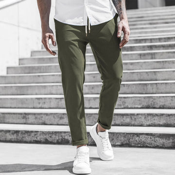 Solid Color Casual Pocket Trousers For Men
