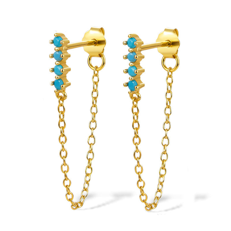 Earring Drop With Pave-set Zirconia Stud Earrings For Women