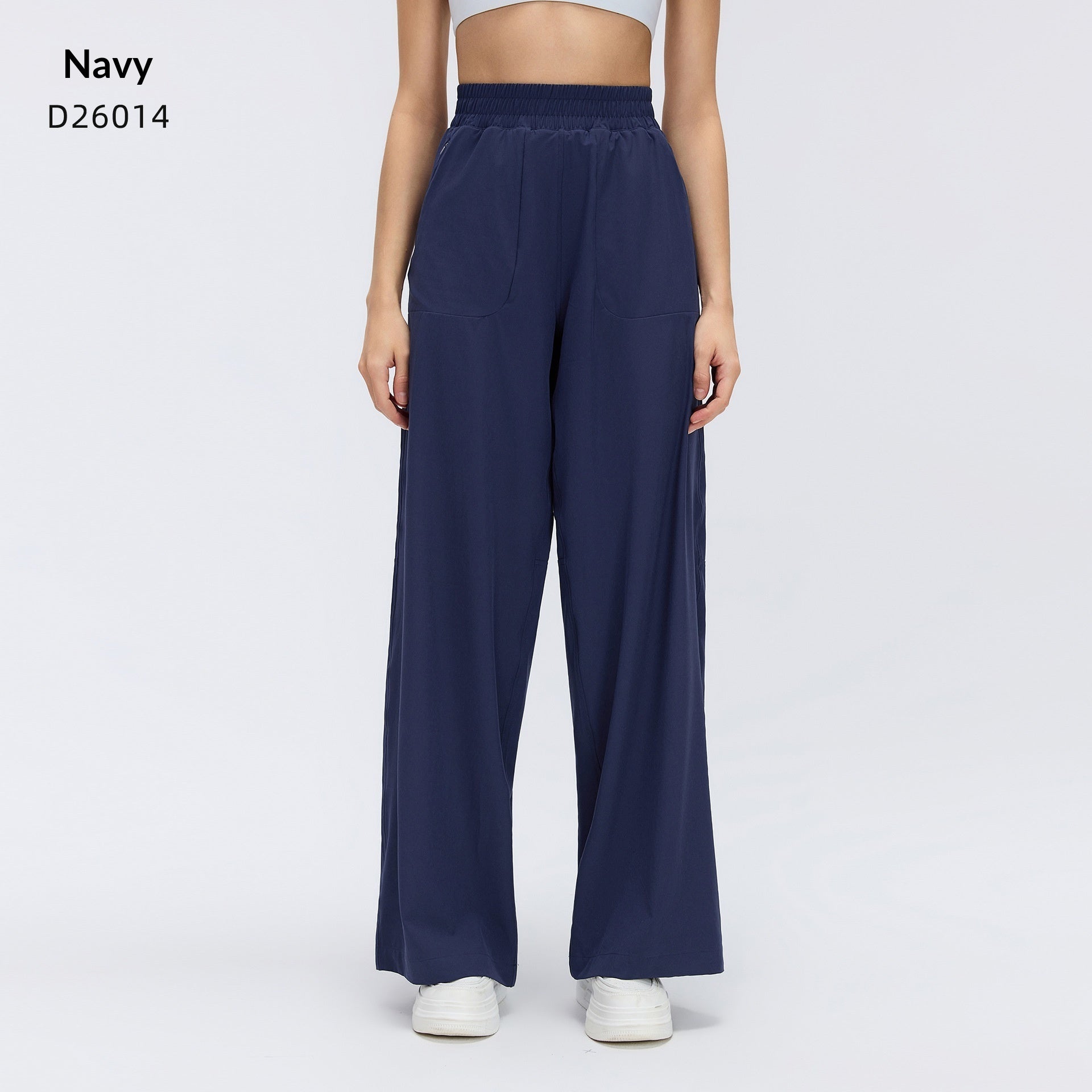 Drawstring-loose Hip-covering Figure-flattering Casual Wide-leg Pants