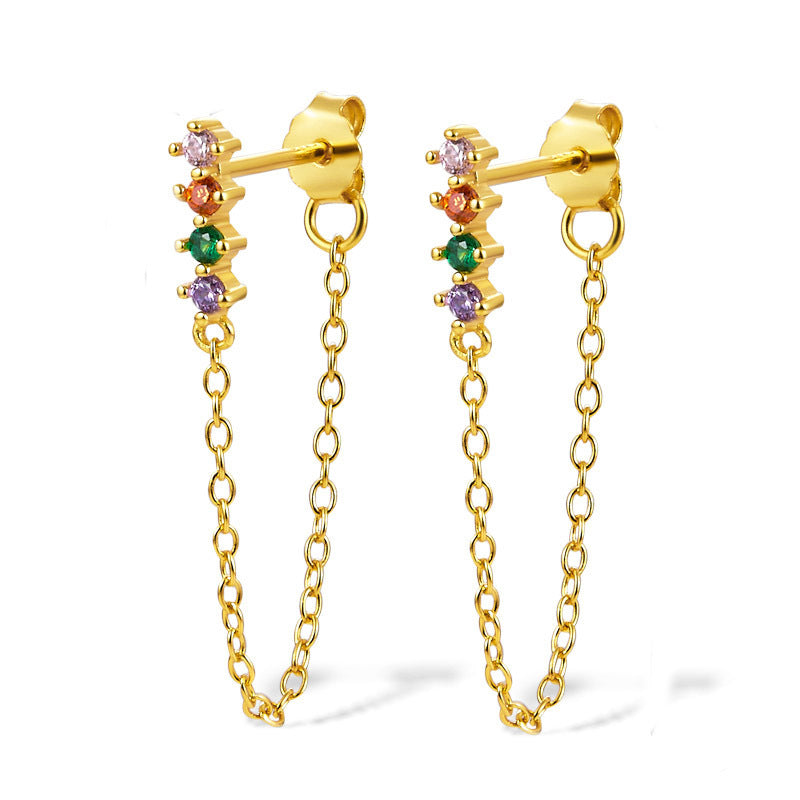 Earring Drop With Pave-set Zirconia Stud Earrings For Women