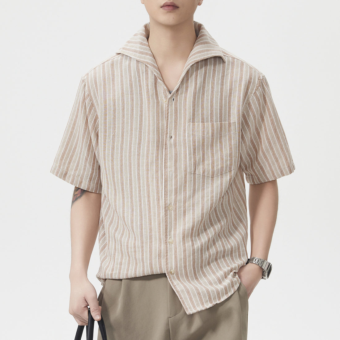 Men's Short-Sleeve American-Style Trendy Loose Shirt