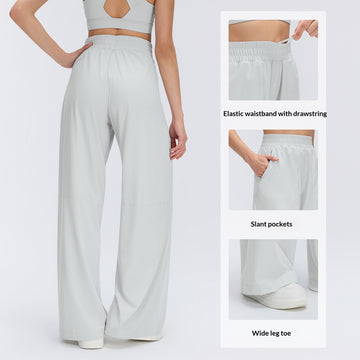 Drawstring-loose Hip-covering Figure-flattering Casual Wide-leg Pants