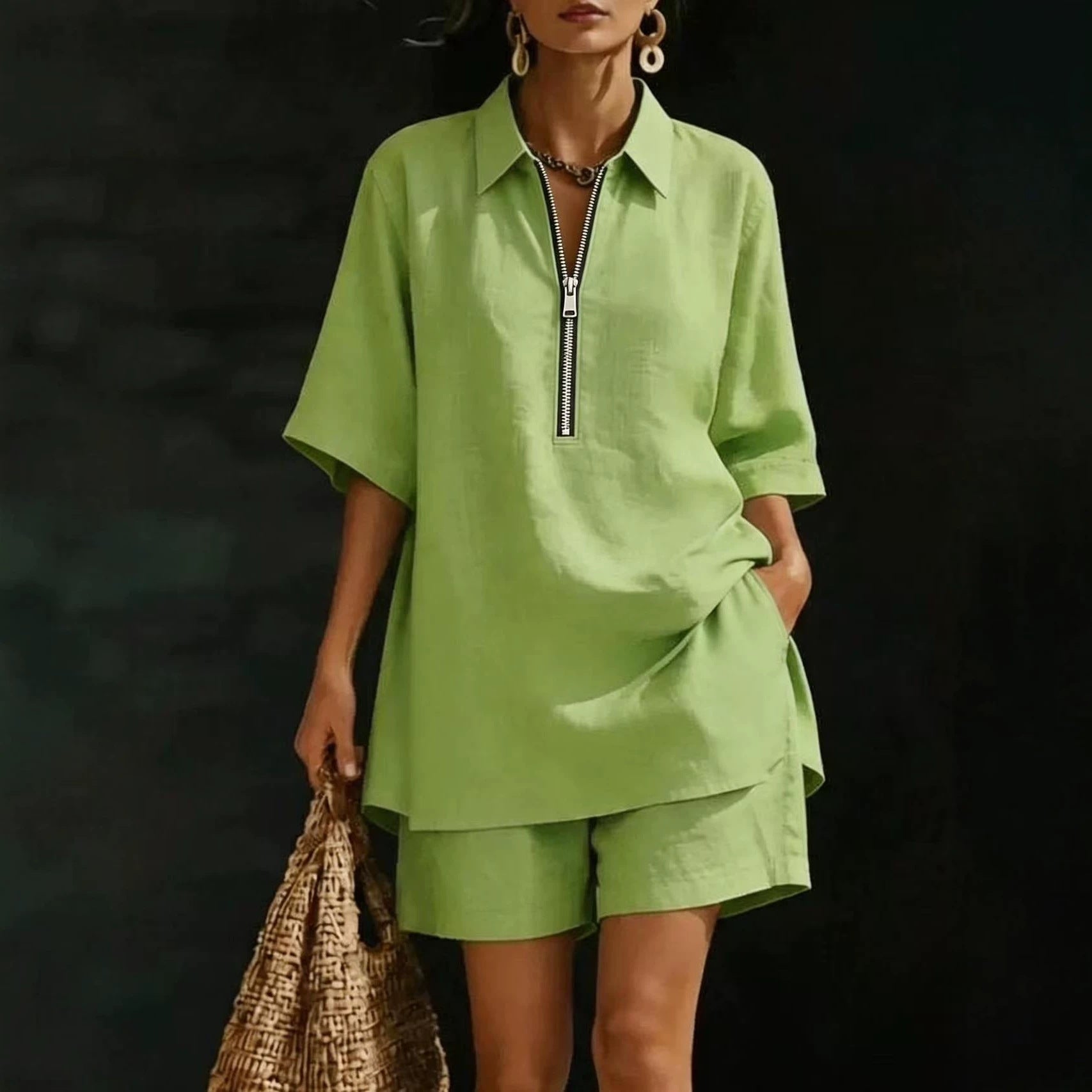 Women's Top Short-Sleeve Shirt Set