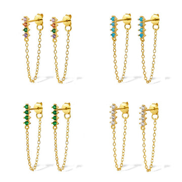 Earring Drop With Pave-set Zirconia Stud Earrings For Women