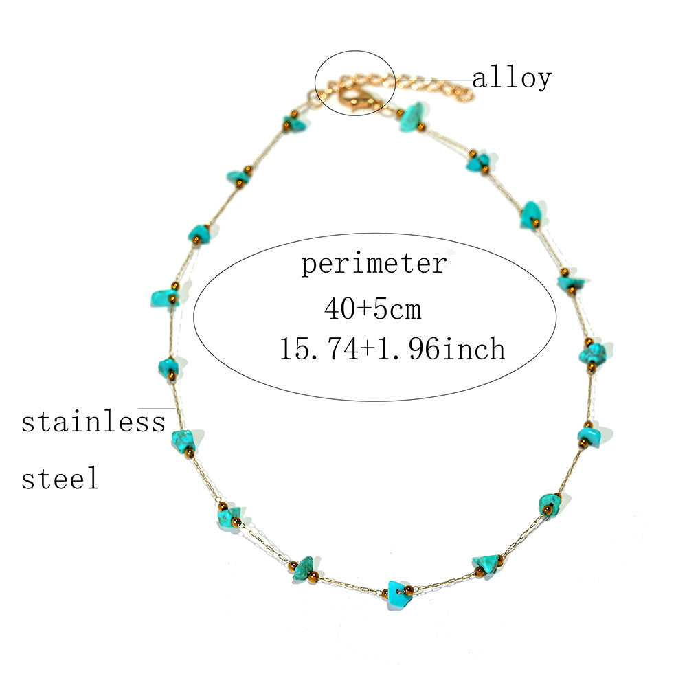 Small Pebble-bead Clavicle Necklace For Women