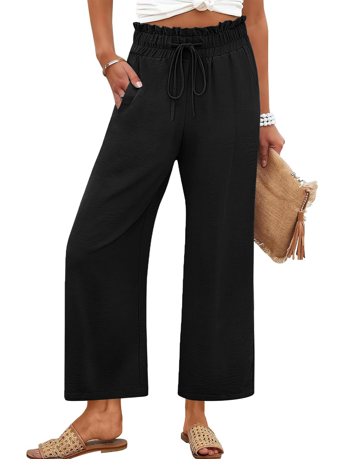 Loose-fitting Versatile Solid-color Straight-leg Wide-leg Pants