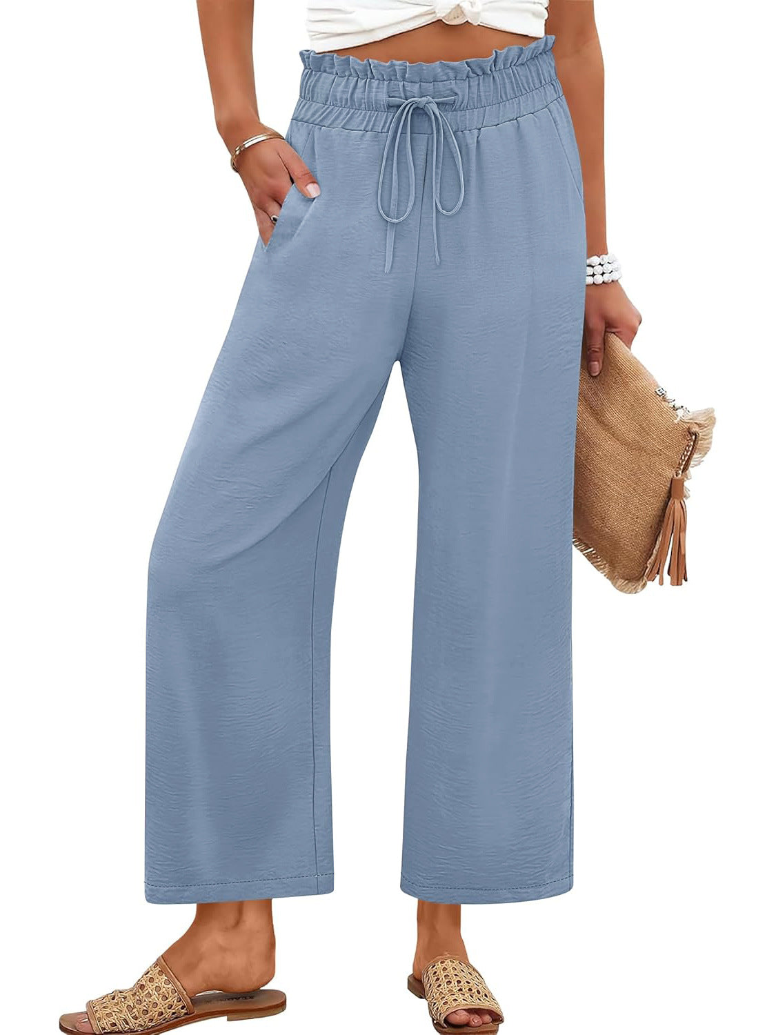 Loose-fitting Versatile Solid-color Straight-leg Wide-leg Pants