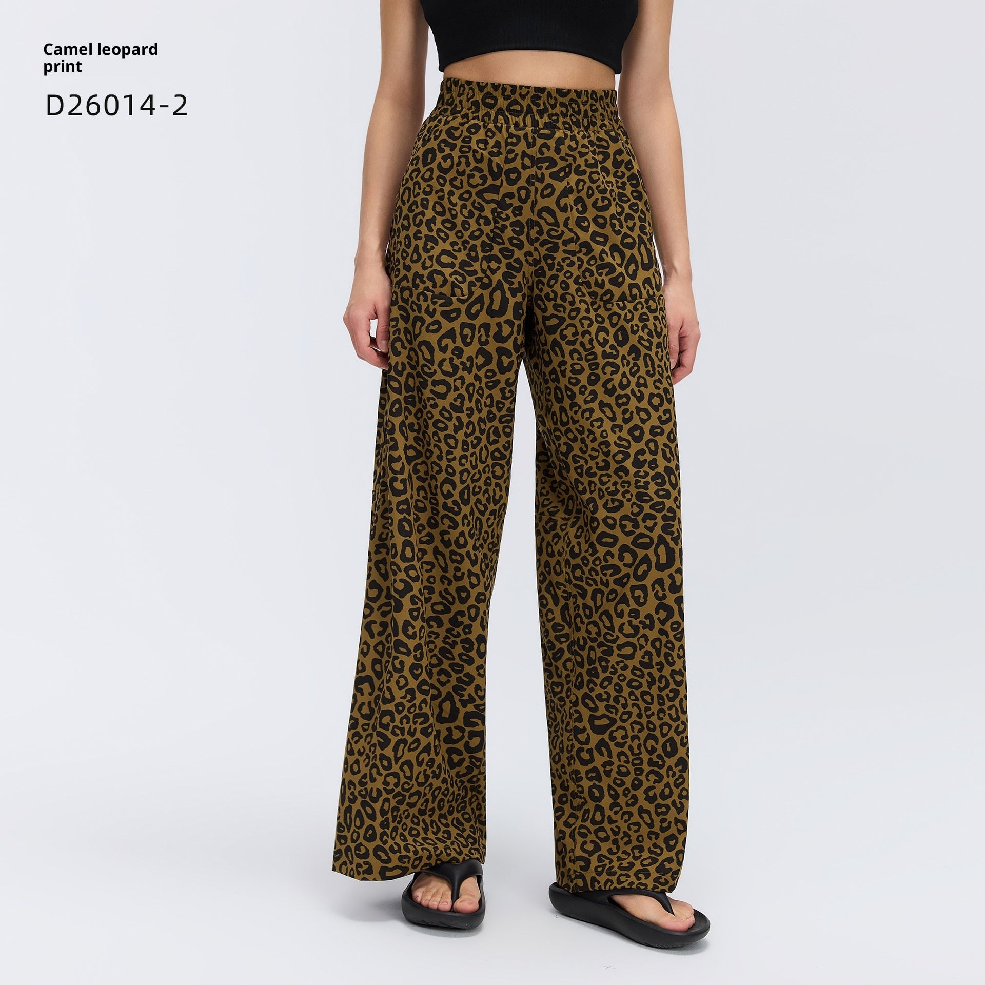 Drawstring-loose Hip-covering Figure-flattering Casual Wide-leg Pants
