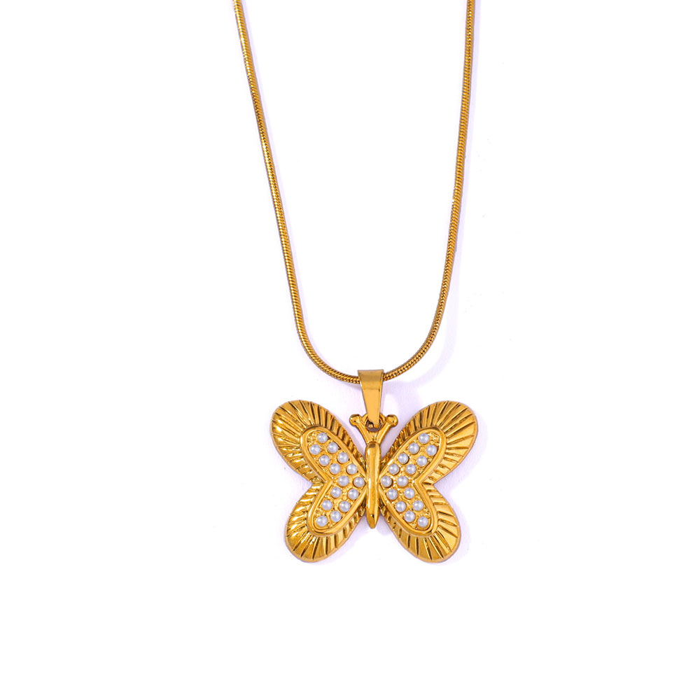 Stainless Steel Butterfly-shaped Pendant Necklace